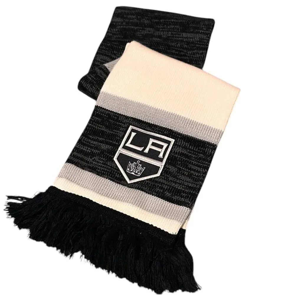 NHL LA Kings Reebok Center Ice Collection Scarf Black/Gray Blue White Stripe
